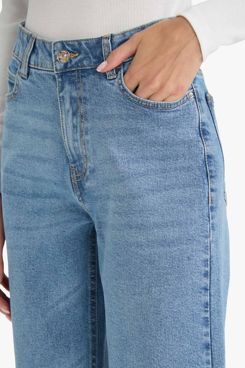 DeFacto Blue Woman Comfort Straight High Waist Straight Leg Jeans Casual - Image 3